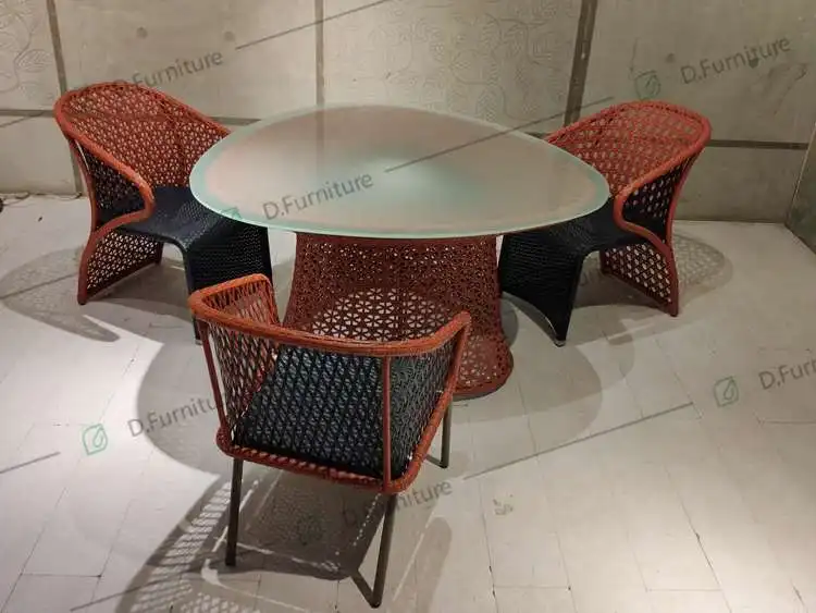 Contemporary Design Mixed Color Rattan Weaving Restaurant Outdoor Chair Design