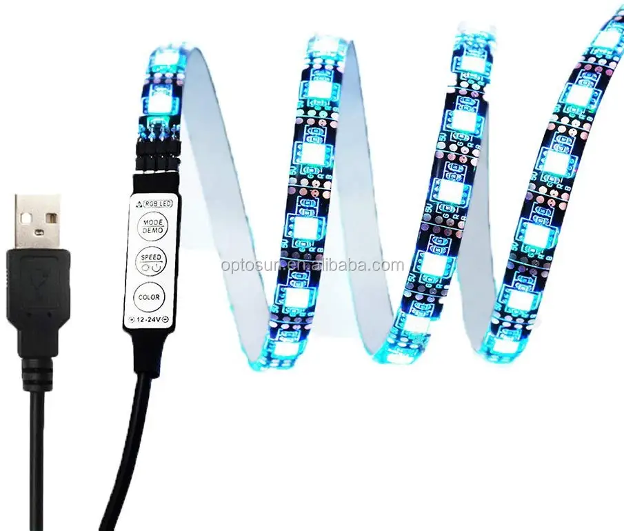 5V USB LED Strip 5050 RGB Flexible 1M 2M IP65 Waterproof TV Background LED Strip With 10Keys RF Remote Controller