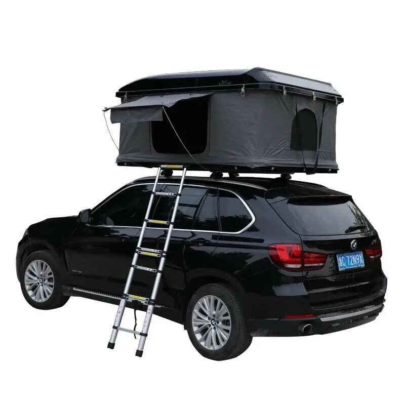 

2021 Frosted Hard Shell Car Roof Top Tent Outdoor Camping Tent 4 Person Roof Top Tent for SUV Cars Trucks and More, White/black