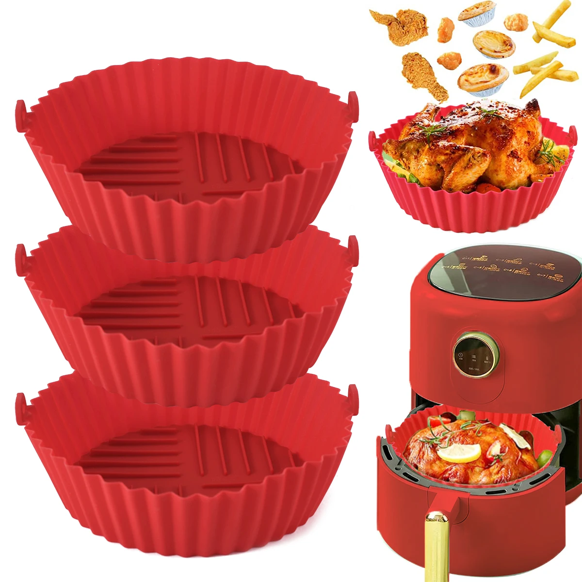 

Silicone Liners Air Fryer Silicone Pot Reusable Silicone Air Fryer Liners Food Safe Non Stick Air Fryer Basket