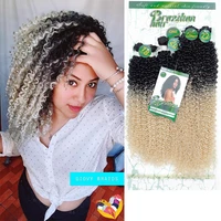 

high temperature flame retardant 613 blond ombre color synthetic hair weave 6 pieces with free lace closure in one pack