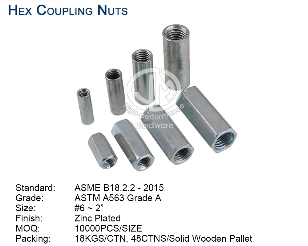 Astm A563 Grade A Zinc Plated 3/8 1/2 5/8 Hex Coupling Nut Buy 5/8