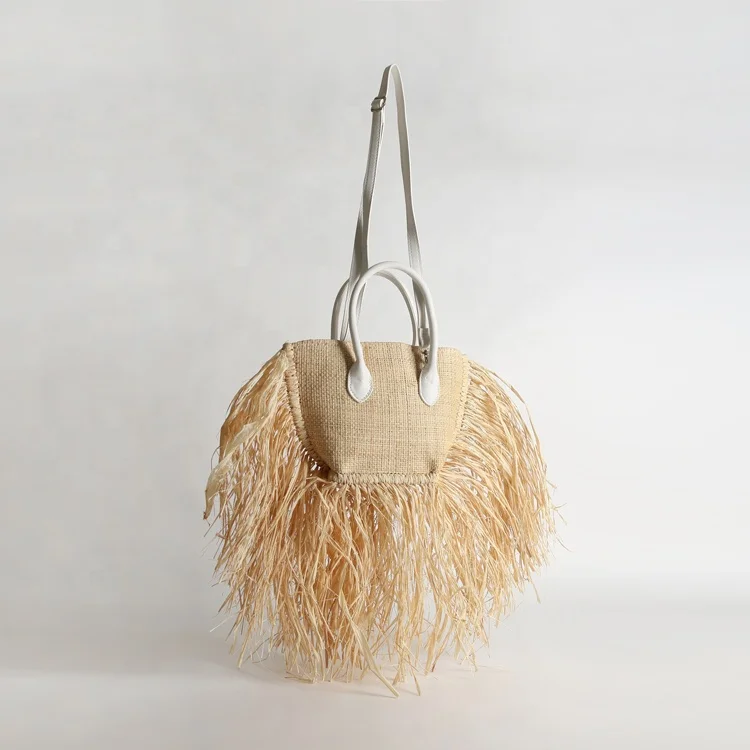 

bohemian women fashion handmade handbag raffia straw bag summer beach bag tassels single shoulder cross body bag, Customizable