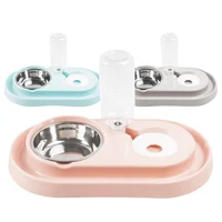 

Pet Food Water Bowl Set Small Medium Dog Cat Feeder Bowl &No-Splash Water Dispenser Double Pet Bowls with Automatic Water Bottle