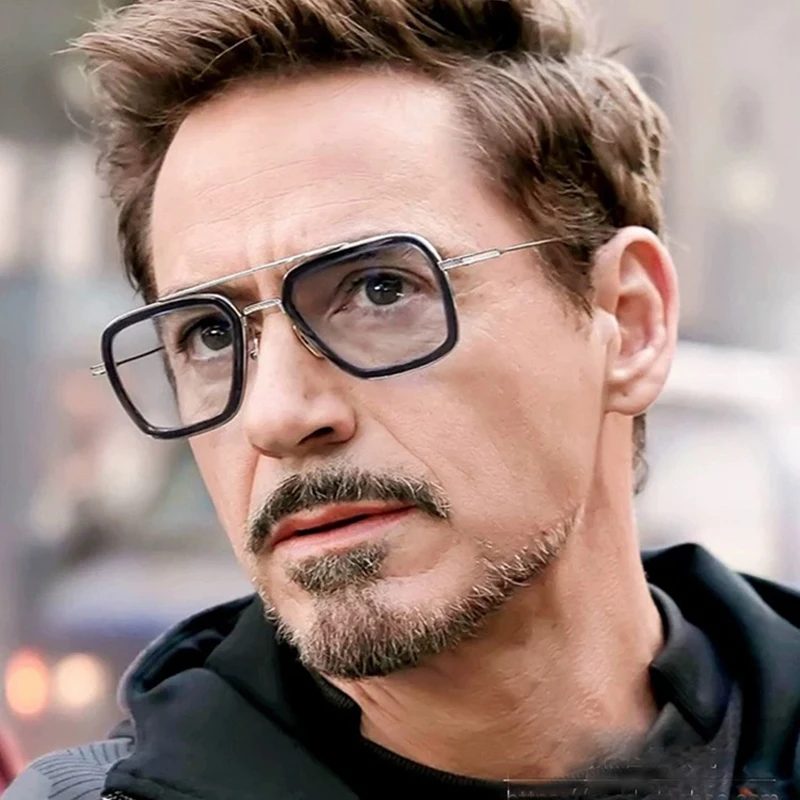 

2021 Avengers Iron man glasses Tony Stark Square Sunglasses Men Fashion UV400 Metal Sun Glasses