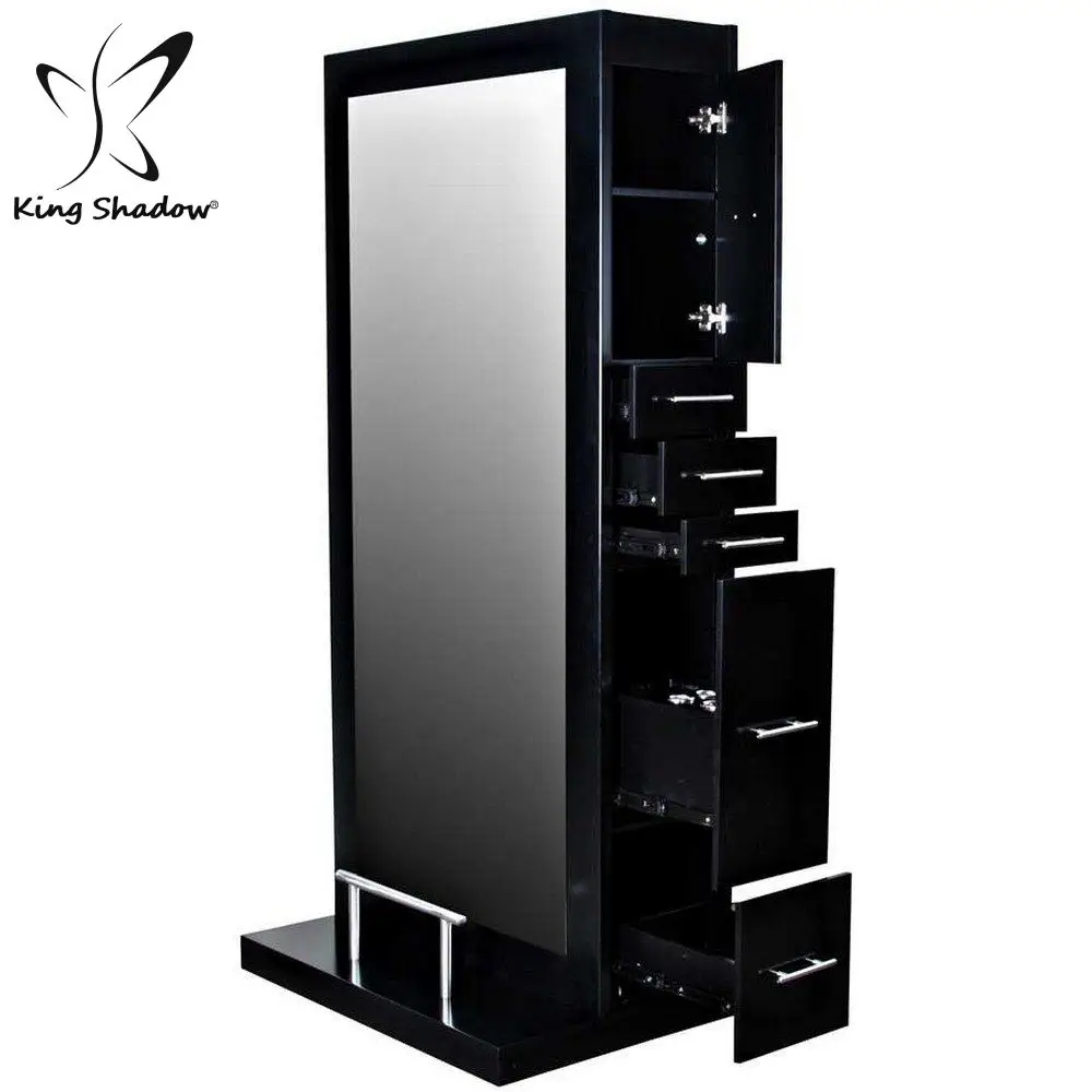 

Cheap salon furniture double sided hairdressing styling mirror station with dryer holder