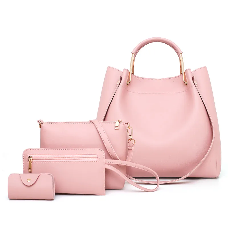 

China manufacturer wholesale PU leather handbag business daily life sling cross body purse bag 4 pieces set handbag bag, Black, brown, red, blue, pink or customise