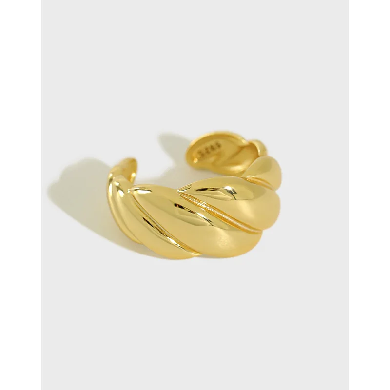 

Wholesale Sterling Silver Croissant 18K Gold Chunky Rings Jewelry Women
