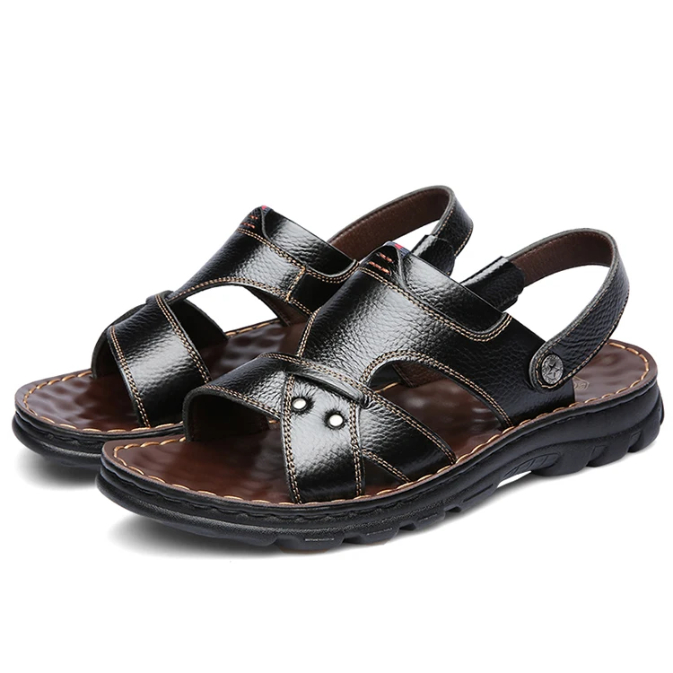 

The New high quality Comfortable Summer Men's Fashion Slipper genuine leather Beach men Sandals