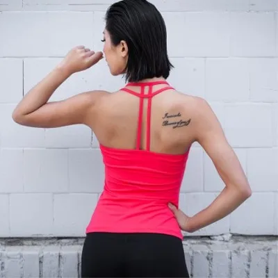 

High Quality Slim Sleeveless Sports Fitness Double Strappy Quick Drying Exercise Top Vest Yoga Tank