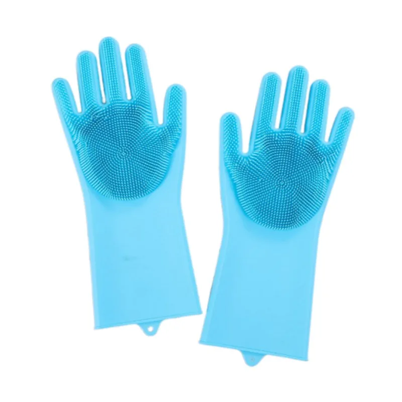 

Multi-function Silicone Magic Gloves for Dish Washing Kitchen Colored Rubber Scrubber Heat Resistant, Blue/pink/green/purple