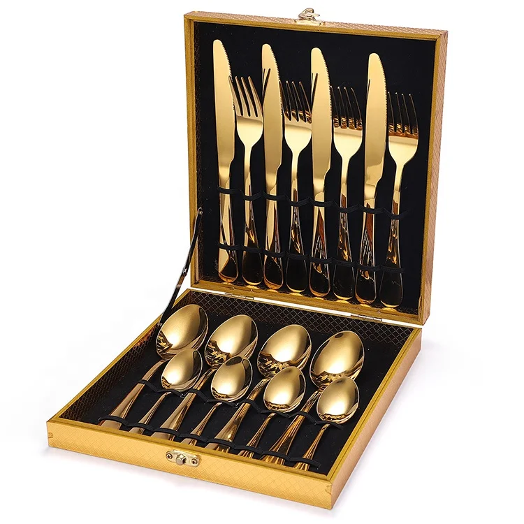 

Eco Friendly Steak Knife Hotel Titanium Stainless Steel Wedding 16pcs Gold Cutlery Set, Sivler/rose gold/gold /black/multi color