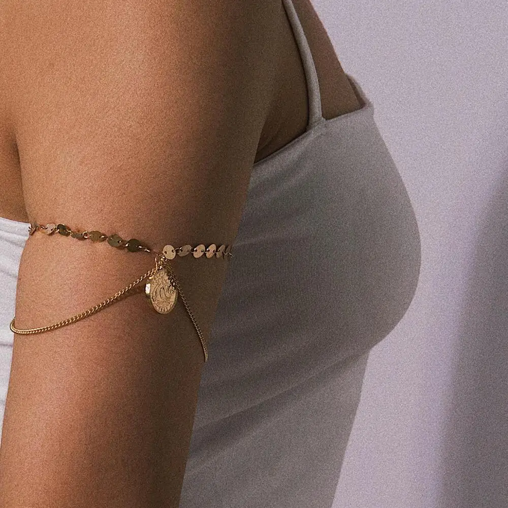 

Fast delivery Fashion U shaped arm chain bracelet gold coin bracelet, Like picture