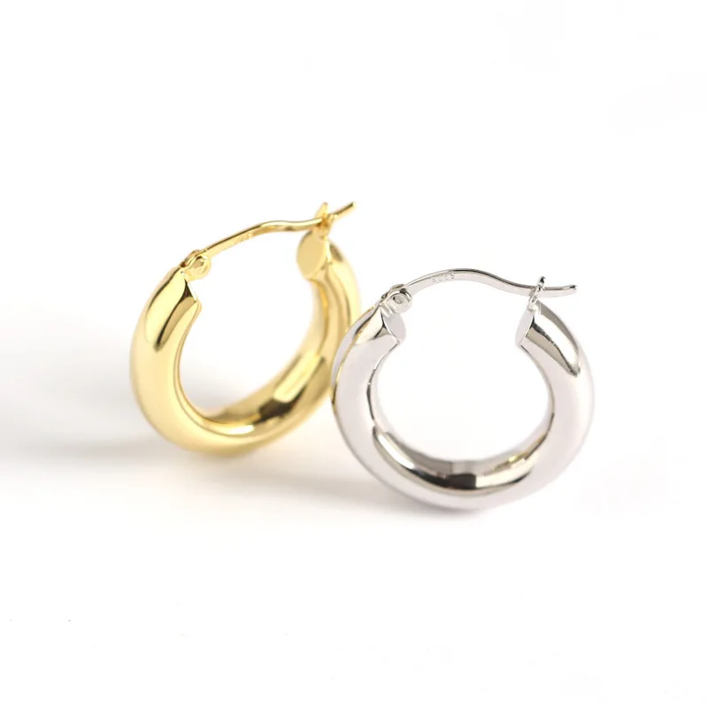 

Popular Selling Woman Fashion Huggie Earrings 18K Jewelry 925 Silver Gold Plated Thick Hoop Earrings