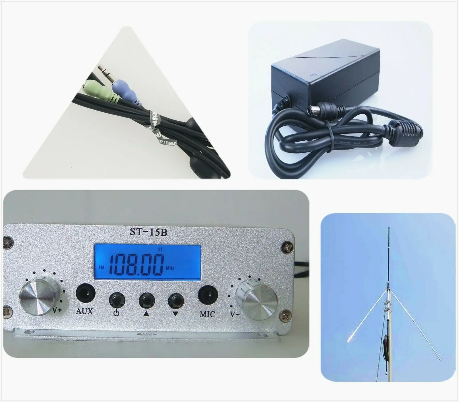 5W/15W PLL FM Transmitter Radio Stereo Bluetooth Wireless Broadcast 