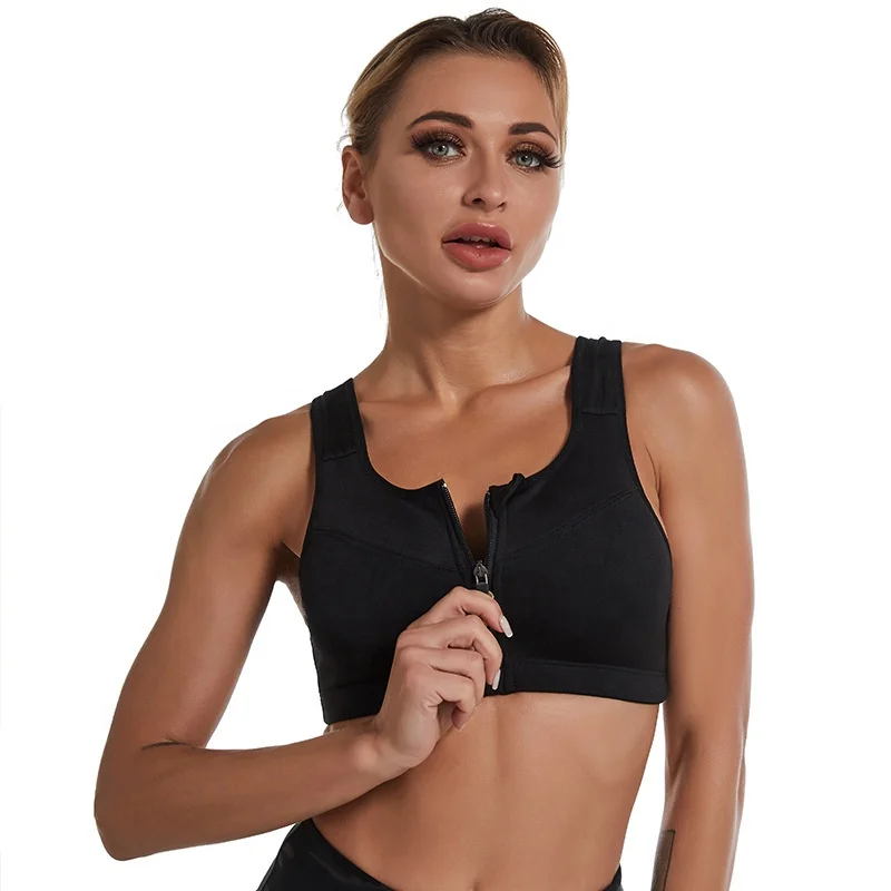 

wholesale Plus Size sports bra with zipper Fitness bra for running gym tops Women yoga top adjustable straps sport bra