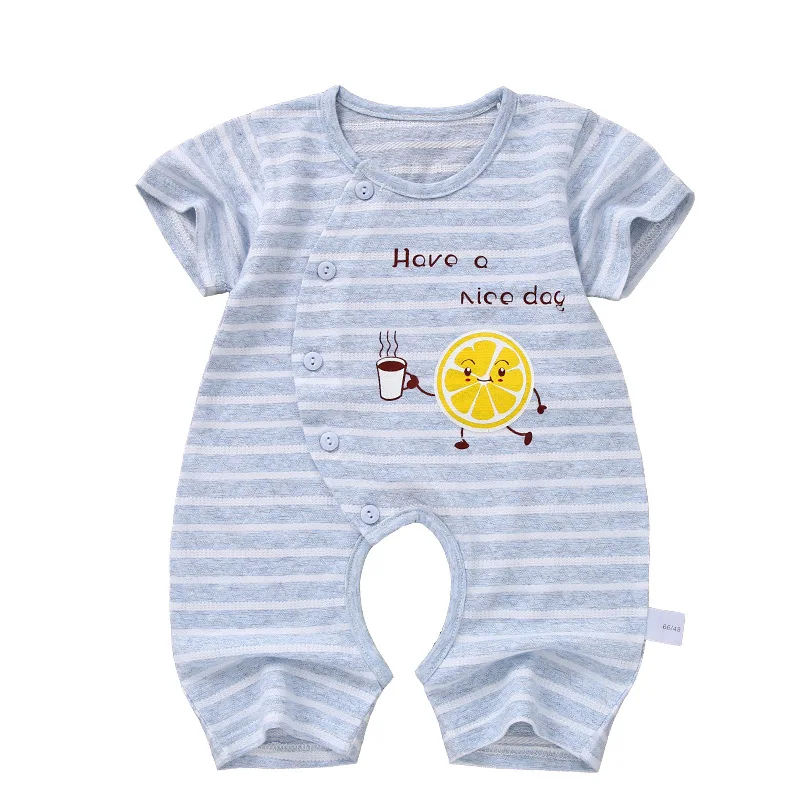 

Baby one-piece cotton summer short-sleeved thin open crotch newborn clothes