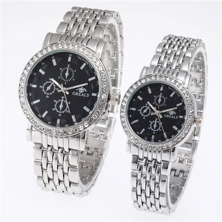

China factory OEM custom logo quartz watch fashion diamond bling luxury couple watch, Picture shows