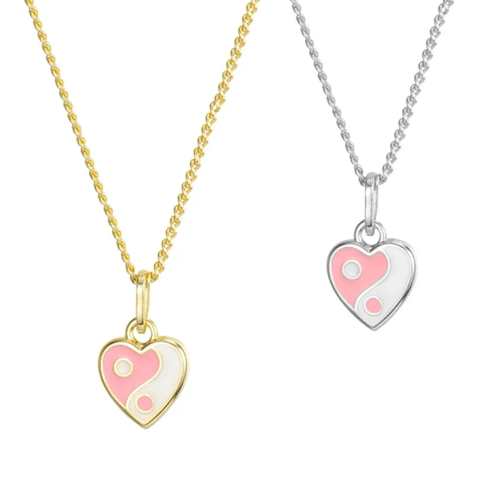 

OUYE INS Style Hot selling yin and yang tai chi element heart-shaped pendant female warm love lovers multicolor necklace, Color