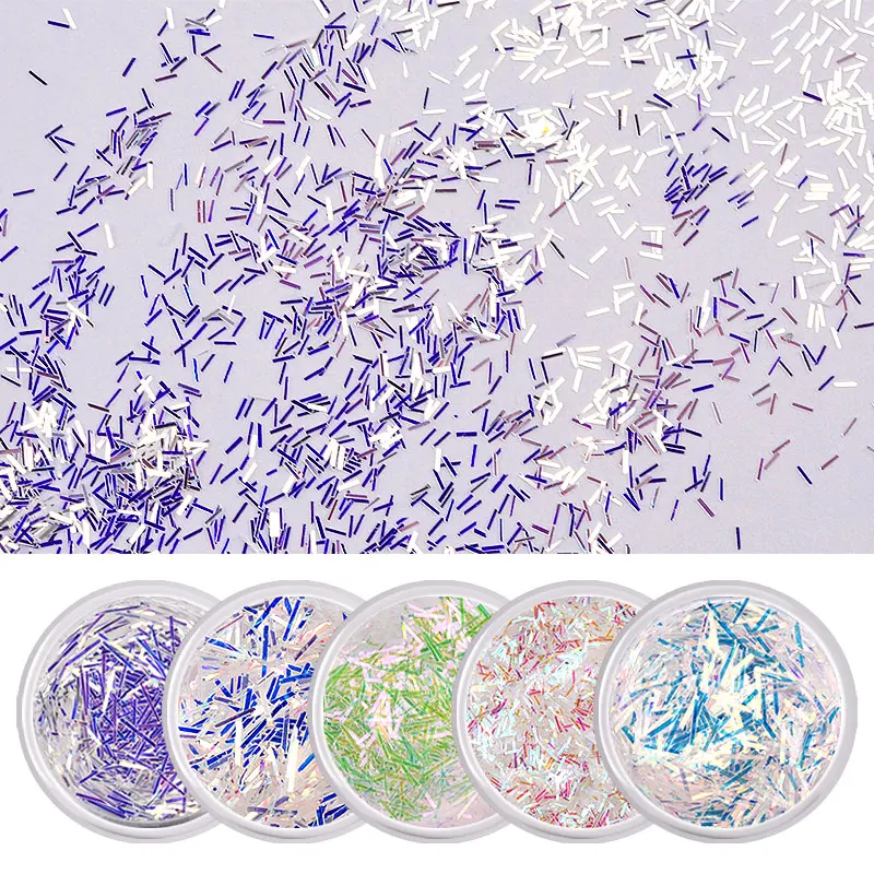 

6Pcs/Set Laser Aurora Blue Light Lace Nail Glitter Flakes 3D Holographic Ultra-thin Sequins Charm Nail Art Decorations