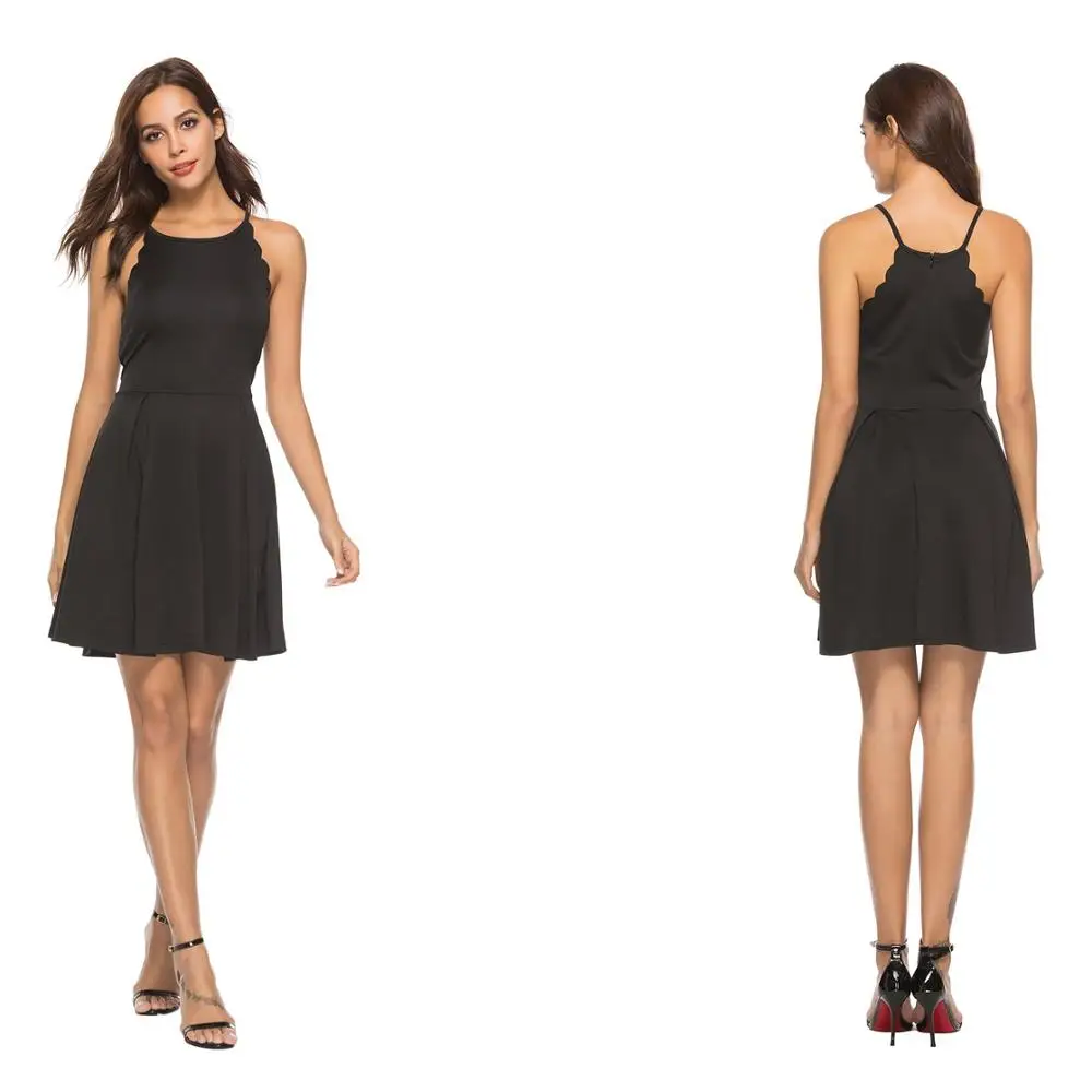 

Sleeveless Solid Color Sexy Dresses Women black short Casual Dresses