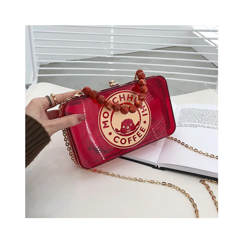 

New PVC Letter Messenger Bags Women Luxury Beaded Dinner Bag Fashion Texture Chain Small Square Sac Handbags for Women Bolsas