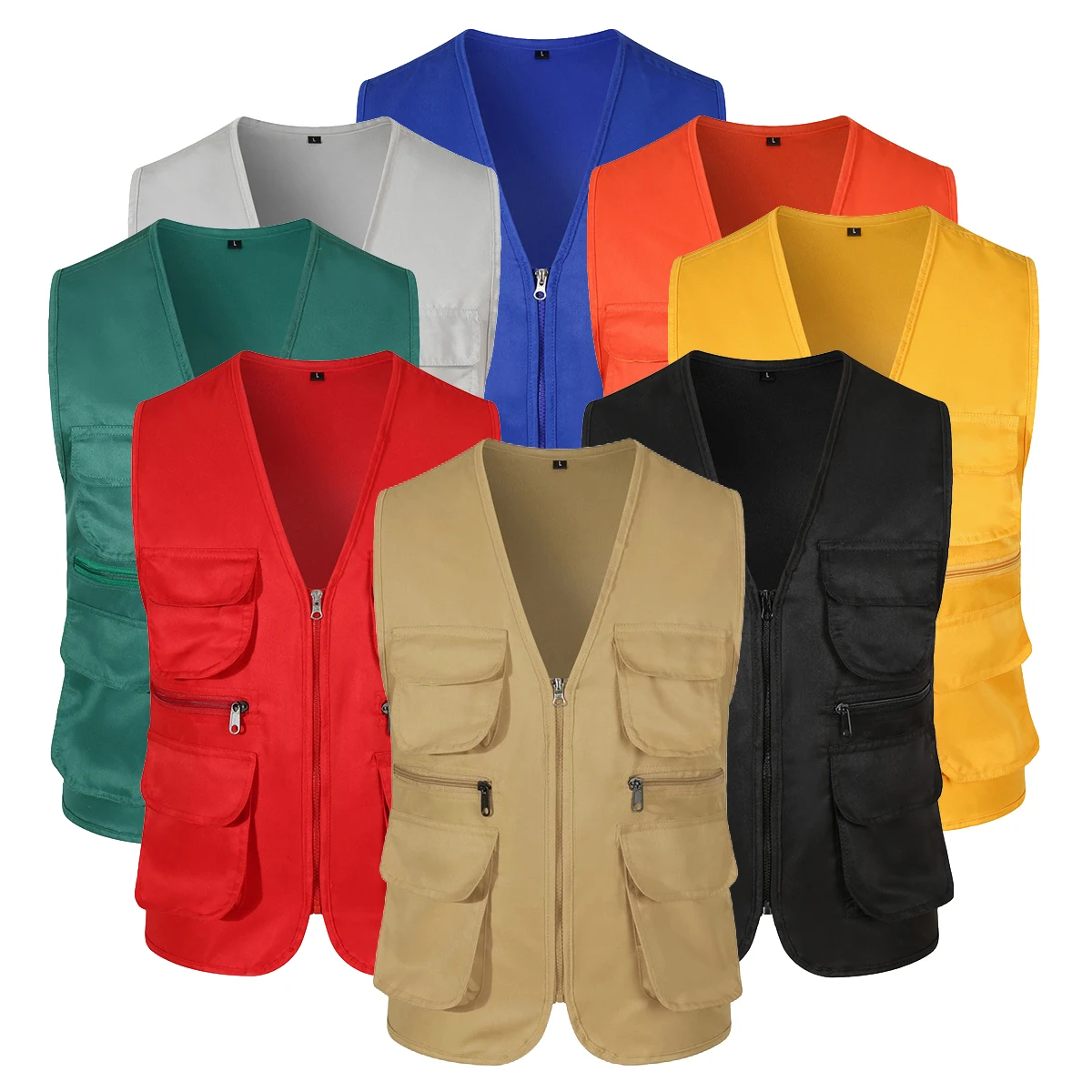 

Unisex Multi Pockets Outdoor Vest Waistcoat for Promotion Advertising Marketing Workers Volunteer Vest Waistcoat