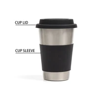 

Reusable Colored Custom Logo Metal Pint Coffee Cup Silicone Sleeve Lid