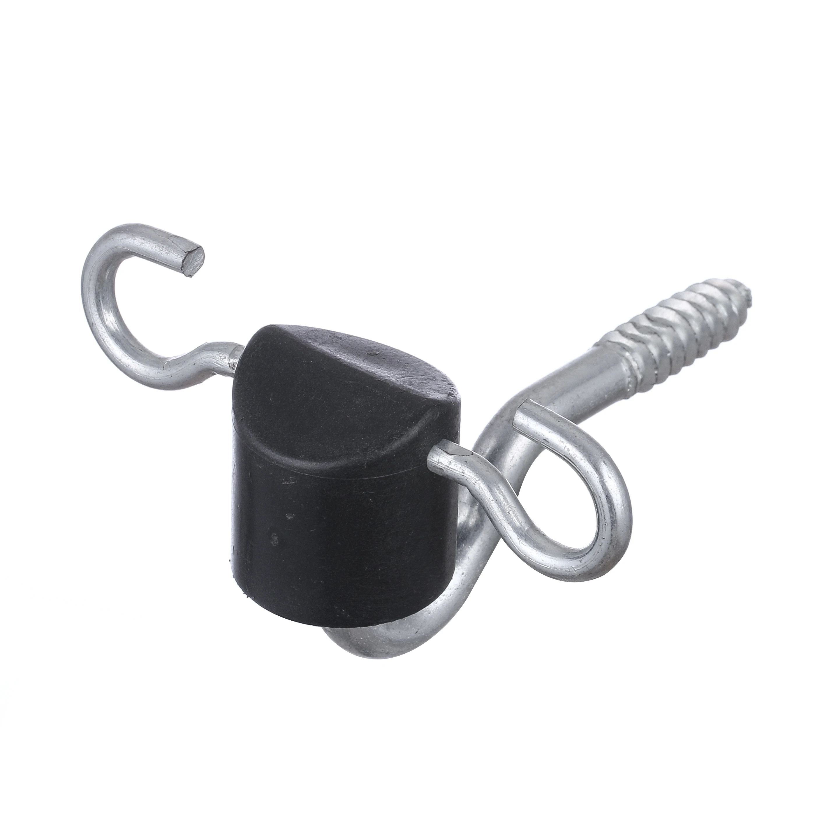 

customized wood post two ear opening way screw-in gate anchor insulator electric fence used for spring and tape gate connection, Black or customized