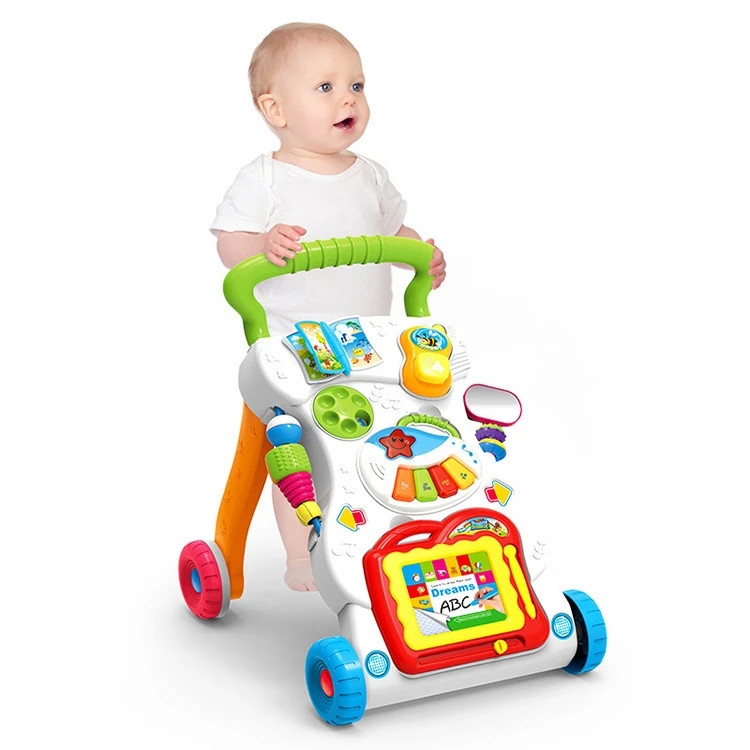 

Hot Sell Luxury Baby Early Learning Walker Multifunctional Plastic Stand Learning Walker With Push Wheels Music Toys