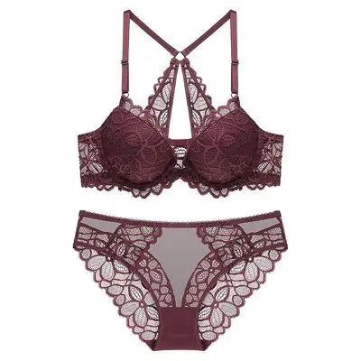 

2021 Custom High Quality Flower Lace Red Lingerie Women Sexy Beauty Back Breathable Bra Bodysuit Sets Stretchy Lingerie, 4 colors