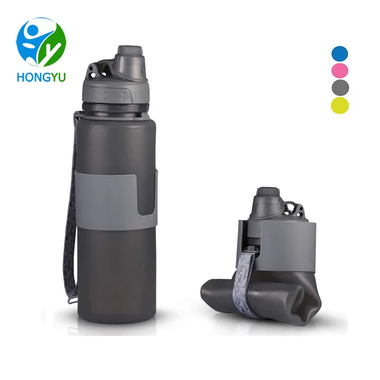 

Eco Hiking Folding Foldable Gym Bottle,Portable Collapsible Water Bottle,Travel Silicone Outdoor Drinking Bottle, Grey,blue,pink,green