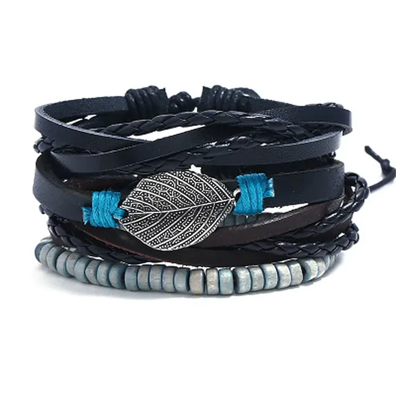 

Men's Wrap Bracelet Leather Bracelet Rope Vintage Punk Paracord Bracelet Jewelry Abstract Pattern For Anniversary Gift Sports