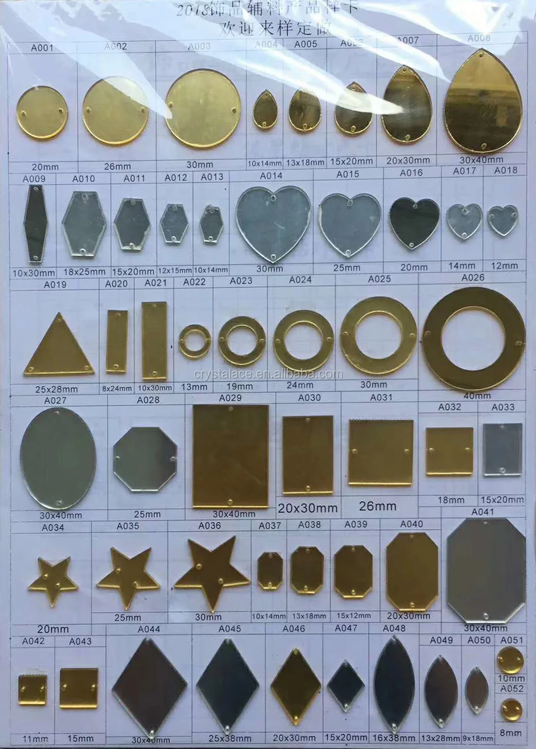 Sew on mirror flatback acrylic beads in all kinds of shapes and colours wholesale