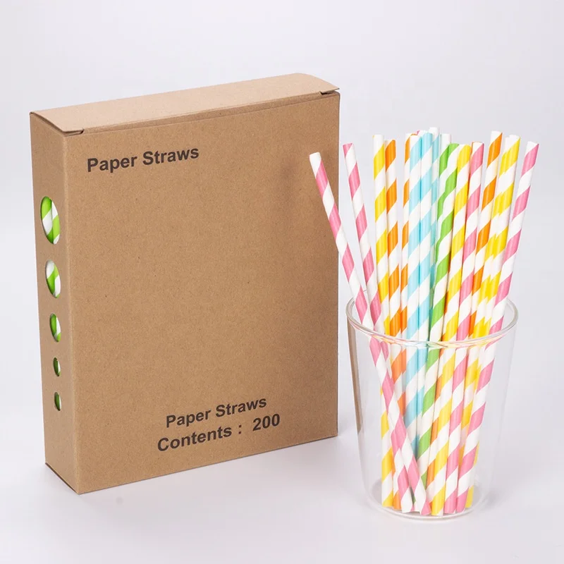 

200 Packs Reusable Eco Friendly Biodegradable Paper Drinking Straws Compostable Paper Straws, Natural color