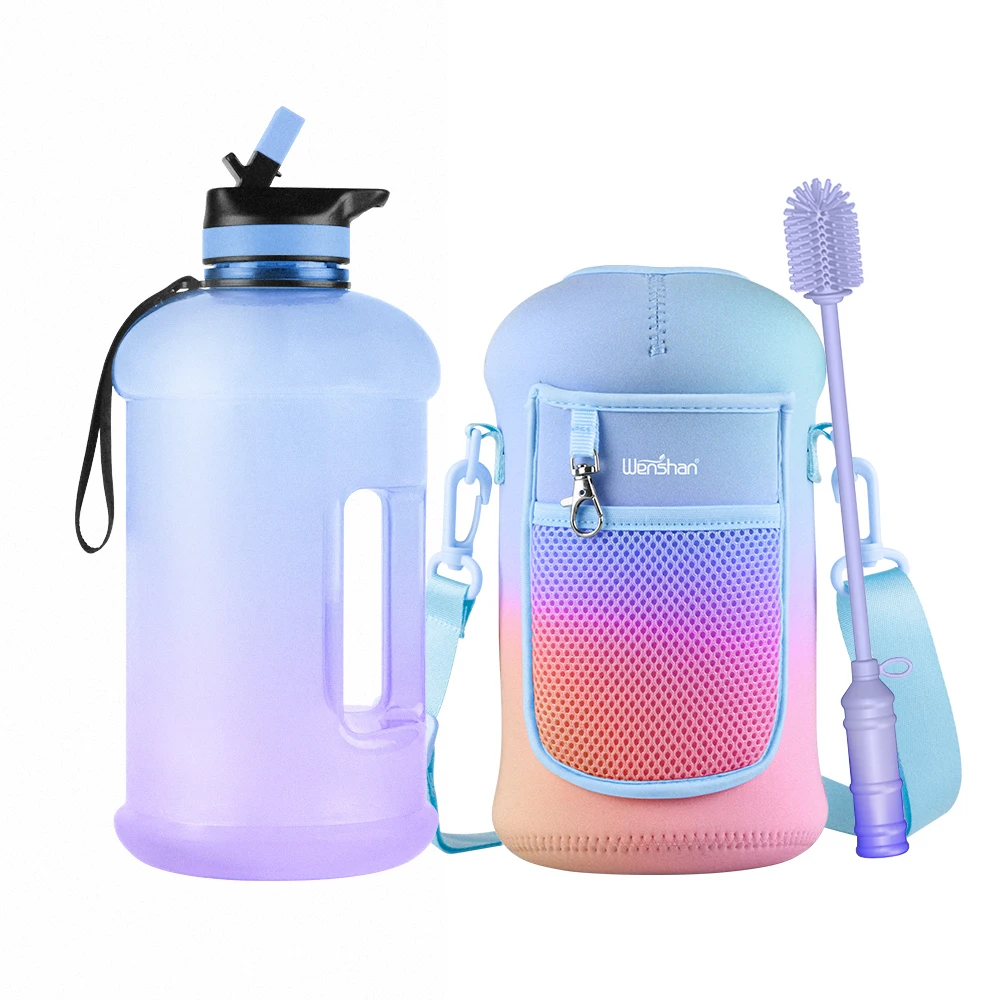 

2.2L Eco-Friendly BPA free PETG Plastic Motivational time marker Water Bottle With Straw lid