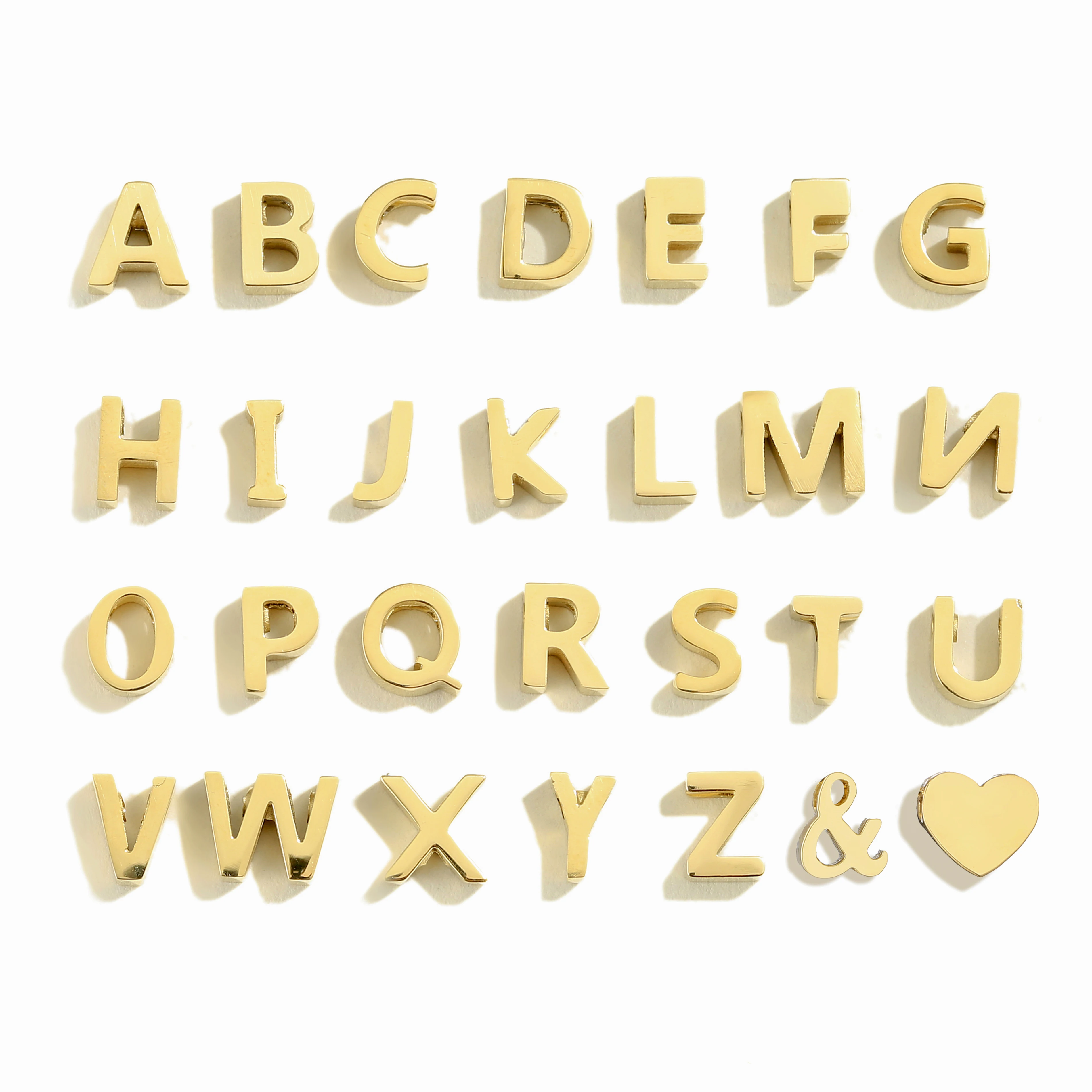 

Gold Plated Letter Alphabet A-Z Charm Beaded 26 Initial Tiny Letter Pendant Stainless Steel Charms for Necklace Jewelry Making, Silver/gold/rose gold