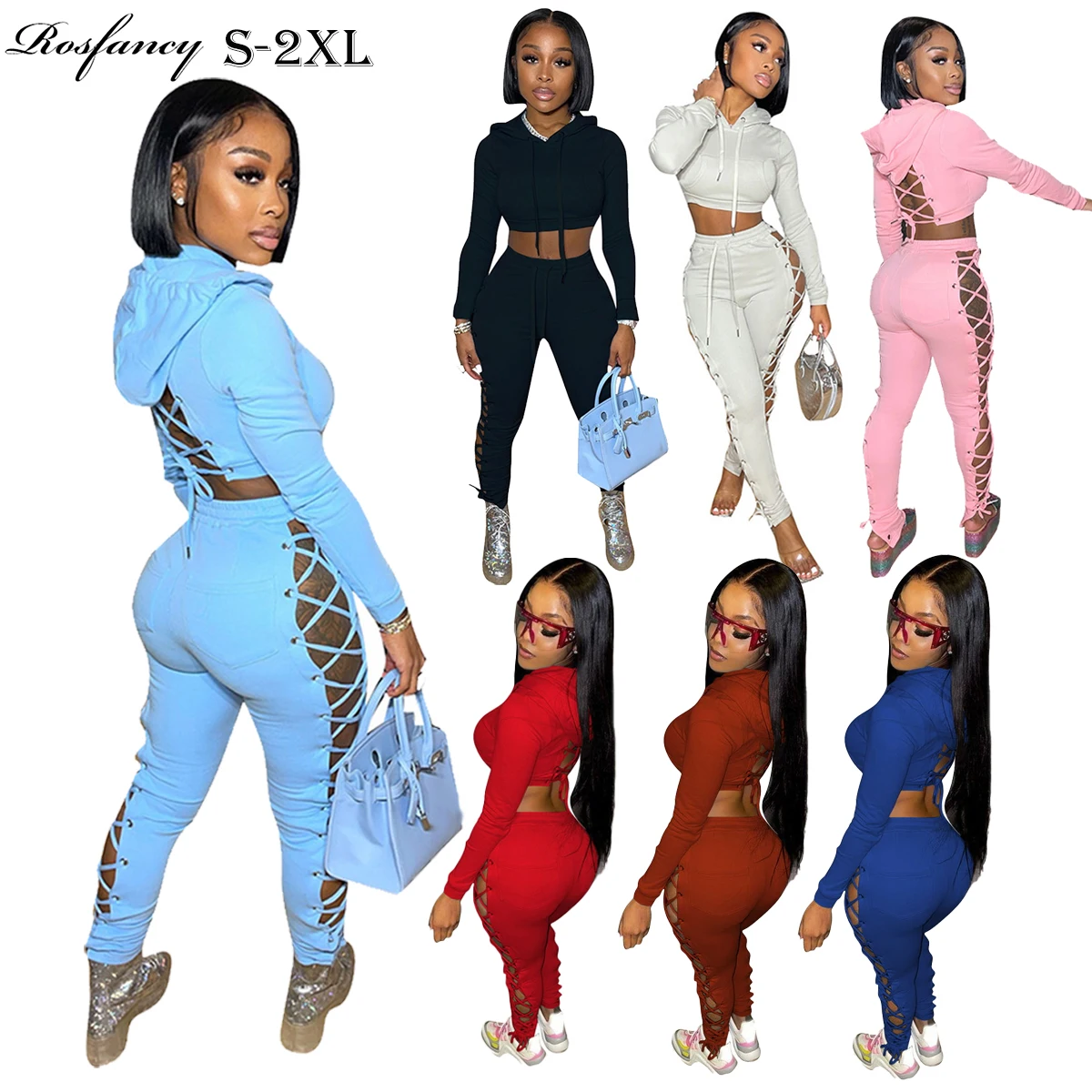 

Autumn Winter Clothes Tracksuit Gym Outfits Sexy 2 Piece Crop Top Jogger Hoodie Suit Two Piece Pants Set Fall 2021 Women Clothes