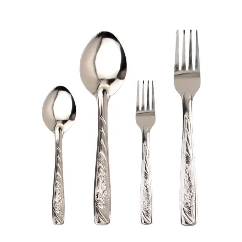 

Aviation Metal Silverware Flatware Set Stainless Steel Cutlery Spoon And Fork Set, Sliver