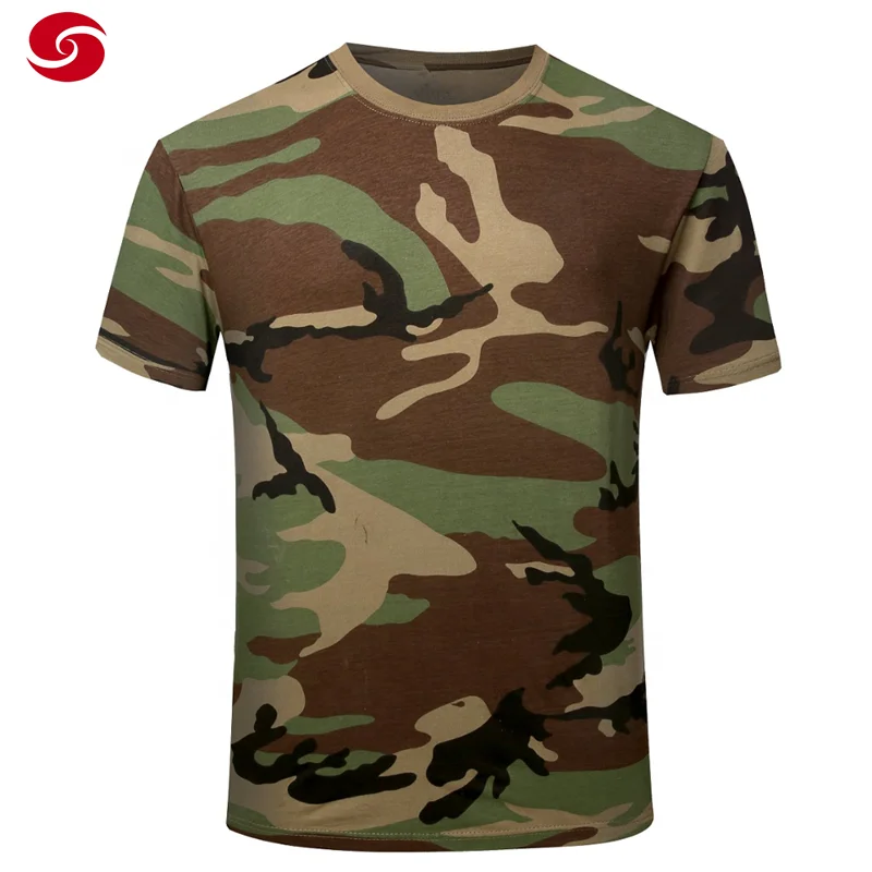 Classic O neck Military Tactical Woodland Camo T shirt