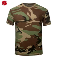 

Classic O neck Military Tactical Woodland Camo T shirt