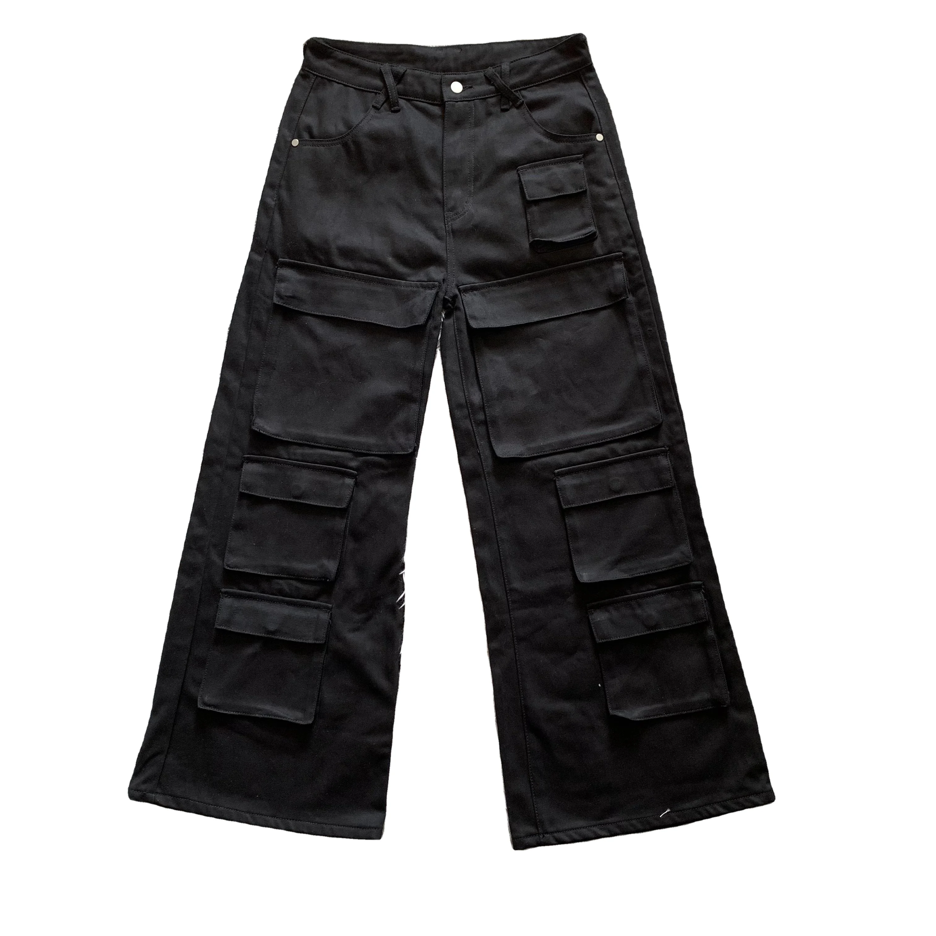 DENIMGUYS Summer Male Cargo Denim Pants Multiple Pocket Straight Loose Street Baggy Cargo Jeans Men