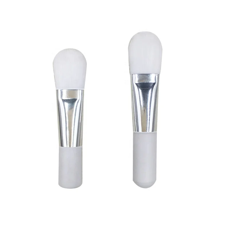 

Custom Logo Small White Wooden Handle Soft Vegan Taklon Clay Mask Applicator Face Mask Brush Skin Care Beauty Jar Tools