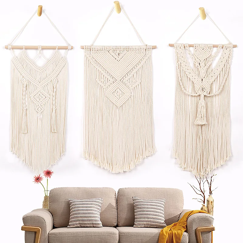 

Boho home decor tapestry handmade cotton rope cord macrame wall hanging