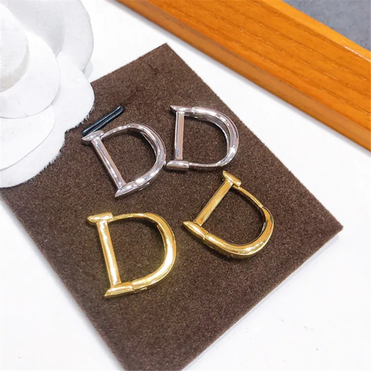 

Design Minimalist Gold Silver Plated Initial D Earrings Sterling Silver Needle Letter Initial D Hoop Earrings