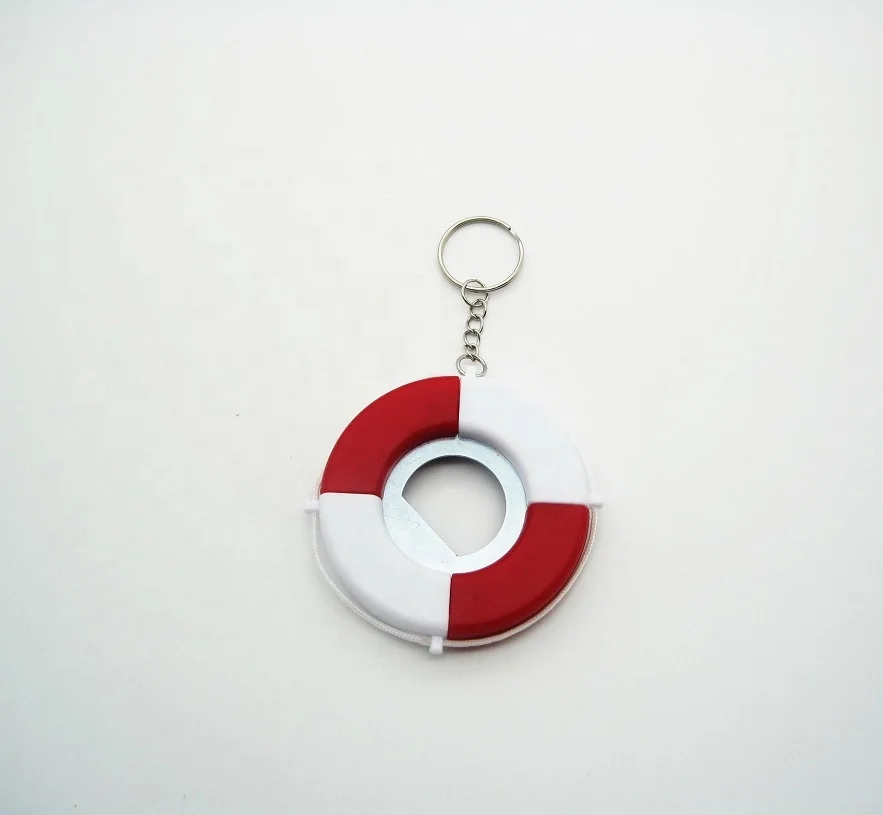 
Custom promotion plastic life buoy life ring keychain with bottle opener on the beach 