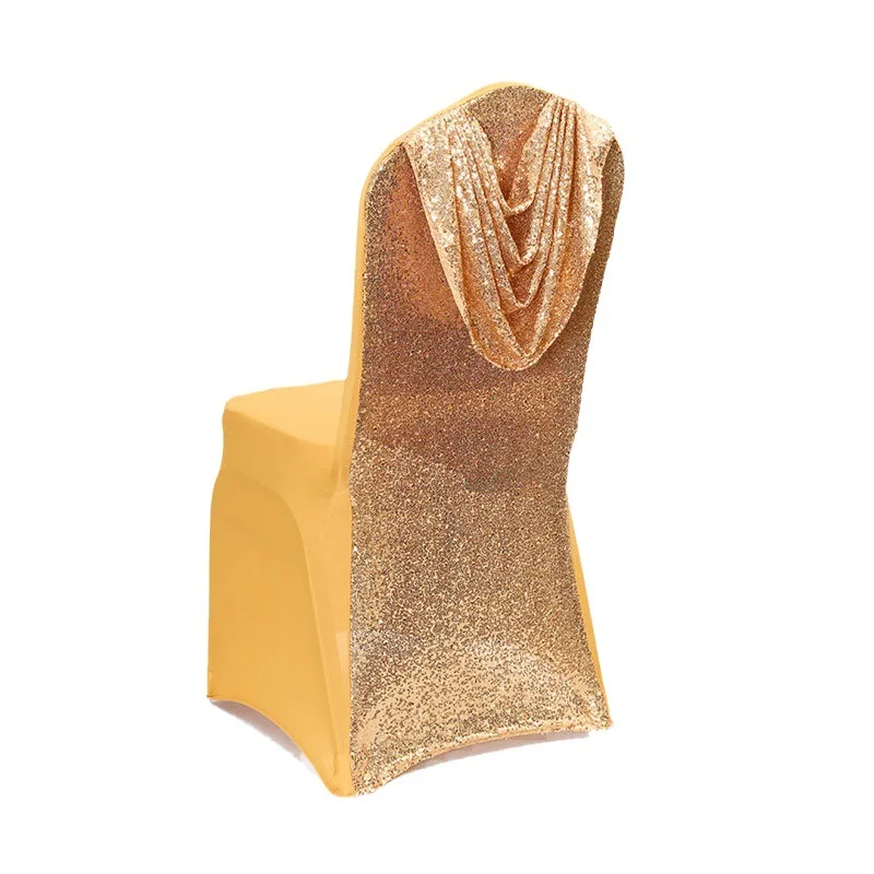 Wholesale Rose Gold Shinny Glitter Spandex Chair Covers for Wedding Banquet Party