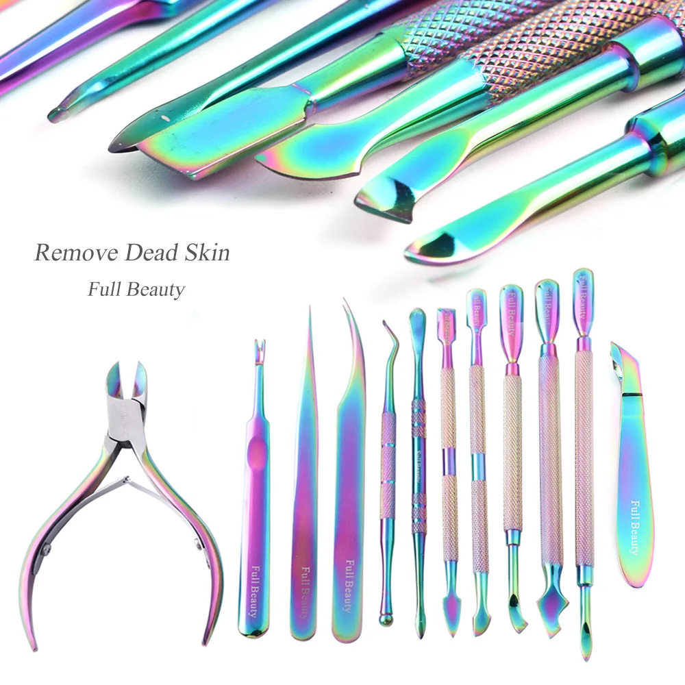 

1 Pc Rainbow Nail Clippers Nippers Dead Skin Gel Polish Remover Cuticle Pusher Manicure Cutter Nail Care Tool, Rainbow chameleon