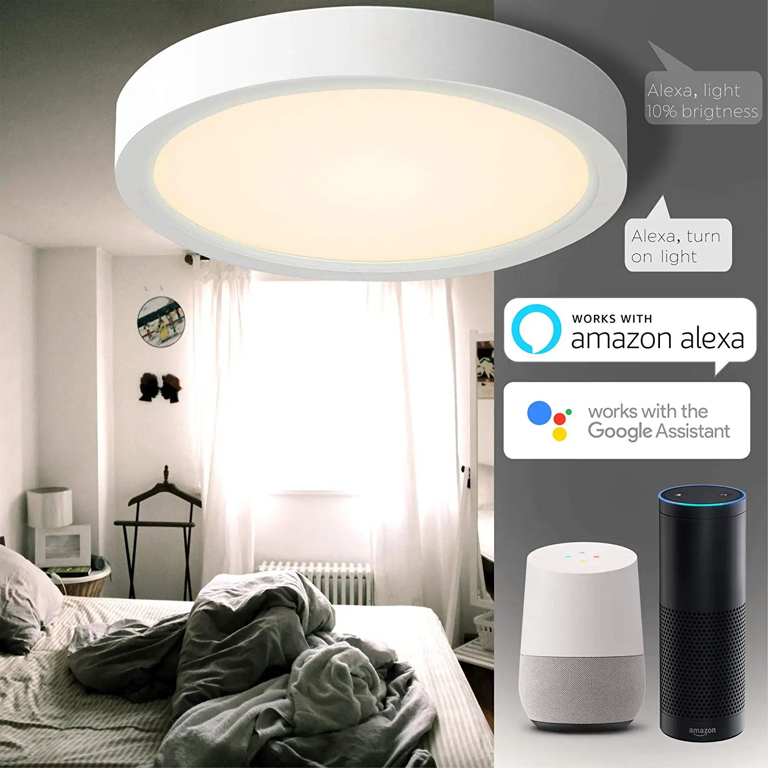 Ceiling Light With Smart Alexa Wifi Ceiling Lamp 12w,18w,24w,36w,App