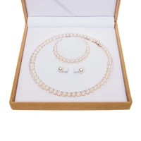 

Wholesale Selling White Real Freshwater Pearl Jewelry Set Without Gift Box